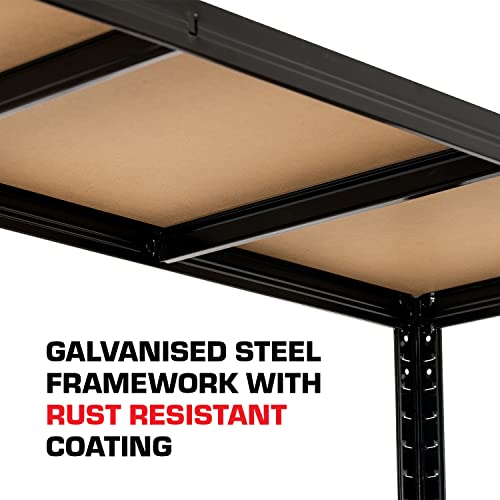 Rhino Racking - 5 Tier Heavy-Duty Garage Shelving Unit - Black Storage Shelves - 150x75x30cm - 200kg Load Weight Per Shelf - 1000kg Per Unit - Shed Shelving 4 Rhino Racking - 5 Tier Heavy-Duty Garage Shelving Unit - Black Storage Shelves - 150x75x30cm - 200kg Load Weight Per Shelf - 1000kg Per Unit - Shed Shelving - Image 4
