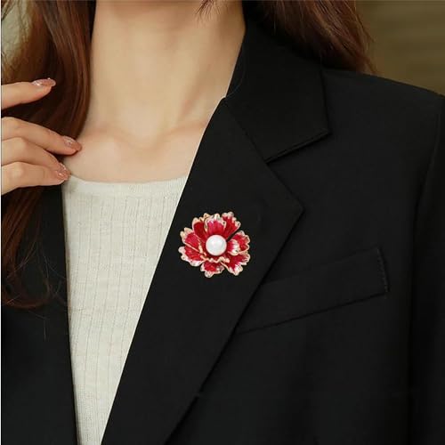 Image of GBAHFY Crystal Pearl Flower Brooches Pins Fashion Beautiful Created Floral Brooch Good Idea for Party Dance Wedding Banquet for Elegant Women