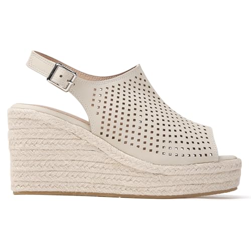 Image of Tilocow Espadrilles Wedges for Women Open Toe Ankle Strap Platform Dressy Casual Sandals Travel Slides