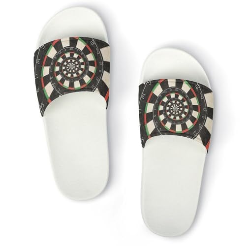 Dgsxynth Pantuflas antideslizantes, deslizadores de dardos para hombres y mujeres, toboganes de ducha, White Darts Target, 45 EU