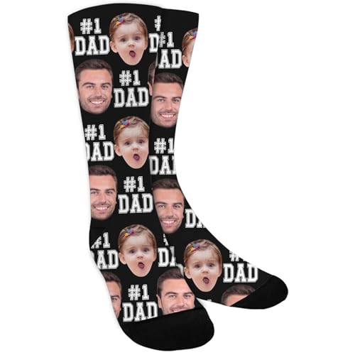 ShineSand Fathers Day Personalized Gifts for Daddy Custom Face Socks with Photo Personalized Crew Sock Best Dad Ever Gifts for New Dad Stepdad Grandpa Husband Men