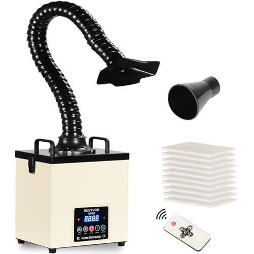 Image of MN01 Solder Fume Extractor, 105W 155 CFM LED Remote Filter Alert | Fume extractor soldering, nail tech and laser cutter smoke, 3-layer filter captures 99.97% particles, LED alert, remote