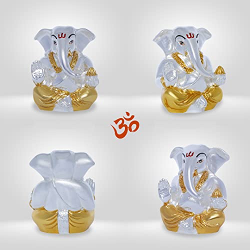Image of Neodrift Ganesh Idol for Car Dashboard (Real 24kt & 999 Silver Plated, Dual-Tone Gold & Silver) (Model ND10) - Enhance Your Drive