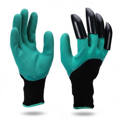 Image of TrustBasket Gardening Gloves - Ergonomically Designed, Breathable Material, Crinkle Finish for Superior Grip, Polyester Cotton Seamless Liner, Heavy Duty Hand Gloves - Green & Black