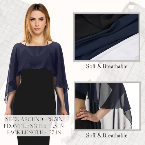 3 Pcs Women's Capelet Shawls and Wraps for Evening Dresses Elegant Soft Chiffon Cape Scarves Wedding Bridal Cover up3