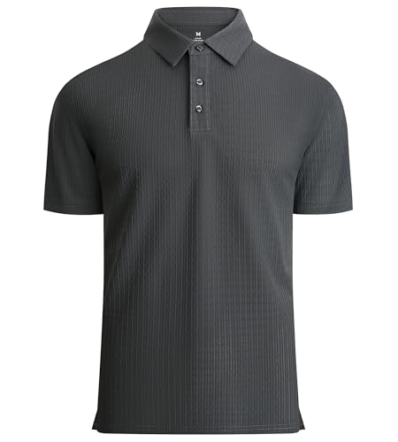 Alex Vando Mens Bubble Jacquard Polo Shirt Super Stretch Short Sleeve Polo Shirts for Men