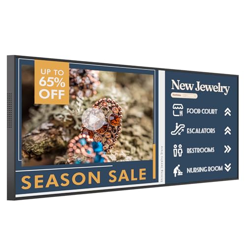 Image of 37 inch Digital Signage Display, Stretched Bar Monitor, 1000nits, Digital Menu Board & Message Board with Program Scroll for Restaurants, Retail, Free Cloud CMS( Slim 1.02 inch)
