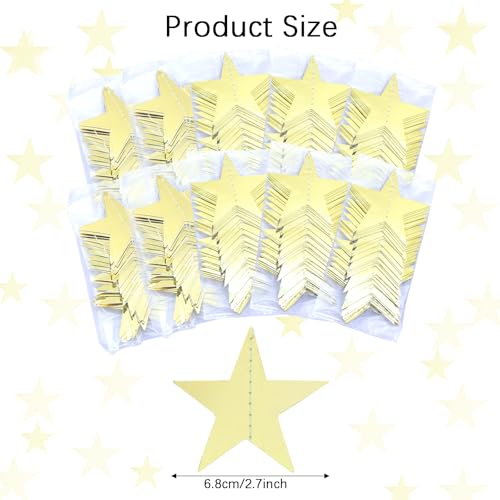 Image of Glitter Star Garland Banner Decor 130 Feet Gold Star Garland Hanging Bunting Banner Backdrop for Graduation Wedding Birthday Holiday Party