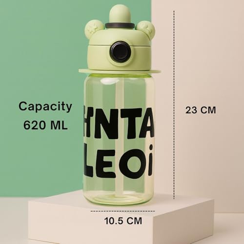 Image of Veejet Joyland Kids Water Bottle - Sipper Water Bottle for Kids - Water Bottle for School - Water bottle for Girls and Boys, BPA-Free, Spill-Proof, Perfect for School and Play - 620 ML (Green)