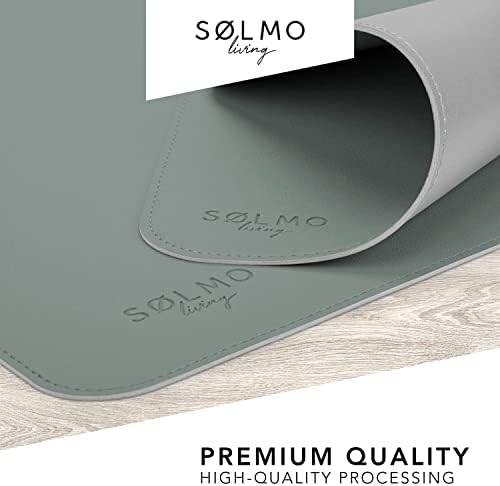 sølmo I Designer Desk Mat [60 x 35 cm] with Mouse Pad I PU Leather Wipe Clean I Large Desk Mat with Edge Protection (Petrol / Grey)