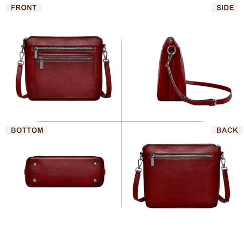 Image of COOLCY Genuine Leather Crossbody Bags for Women Purses and Handbags for Ladies with Multiple Pockets Shoulder Satchel Bag