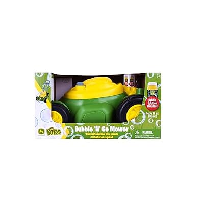 John Deere Bubble Lawn Mower for Toddlers, Bubble Blowing Machines, Indoor and Outdoor Gardening Toy, Birthday, Party Favor for Preschool Girls and Boys, No Batteries Required, 2+