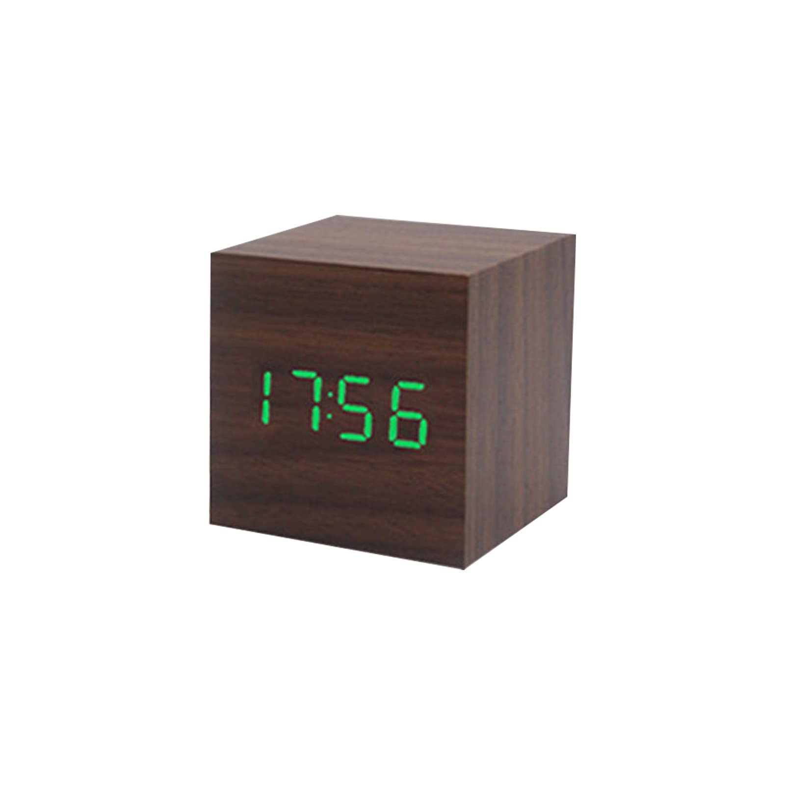 Tsophreniq A Wood Cube Voice Control Larm Clock Bedside Table Square Clock Multipurpose For Children Bedroom Dormitory Larm Clocks For Bedrooms