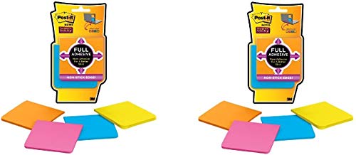 Post-it Super Sticky Full Adhesive Notes, 2X Sticking Power, 3 in x 3 in, Rio de Janeiro Collection, (F330-4SSAU) Pack of 2 (8 Pads)