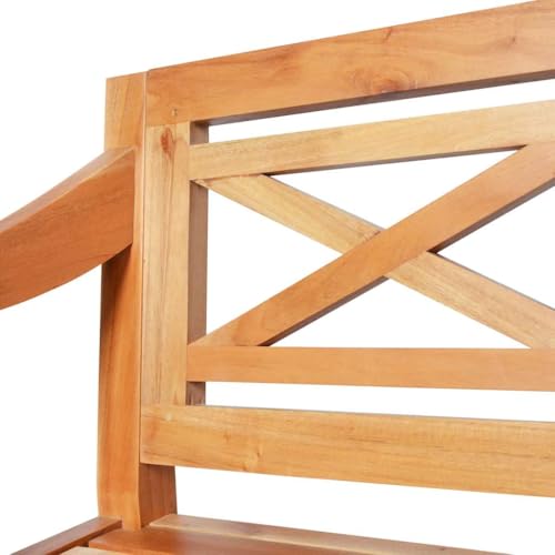 Banc Batavia marron clair en bois d'acajou massif 123 cm de large - 5