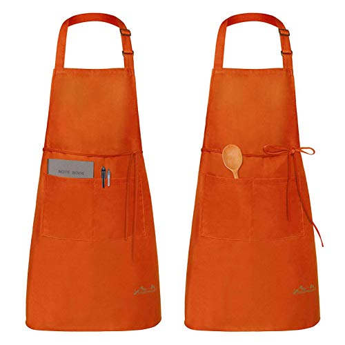 Viedouce 2 Pack Tabliers de Cuisine Etanche,Tablier Réglable avec Poches pour Cuisine Familial, Restaurant Jardin Barbecue école Café Tablier pour Chef...