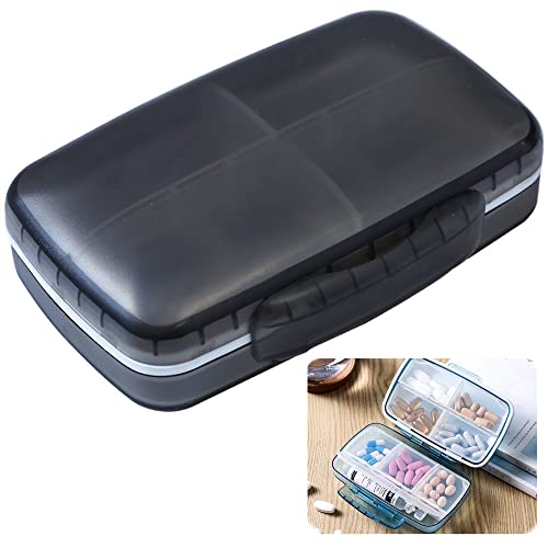 AYGCI Pilulier Semainier Matin Midi Soir Boîte à Pilulier Bouteille Pilulier Semainier Boîte à Medicaments Portable Conteneur Organisateur 8 Compartiments Pilulier quotidien idéal pour les voyages Cover