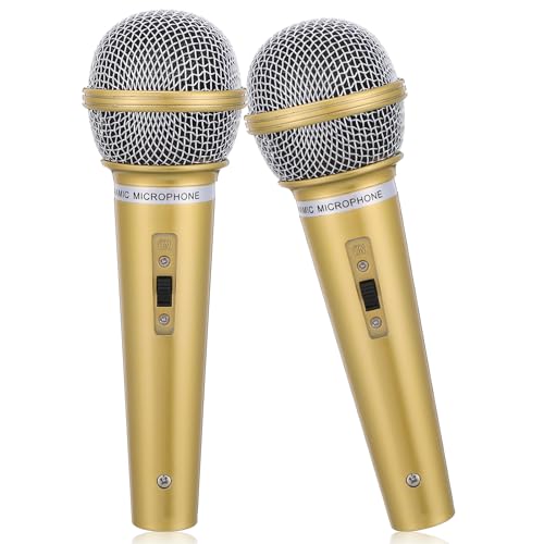 Fake Microphone Props 2 Pack Realistic Plastic Microphone Models for Pretend Play Karaoke Speech Practice Stage Performance and Party Favors
