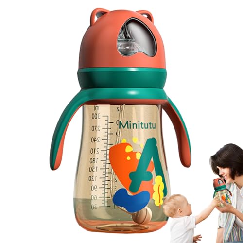 Uitseld Breastfeeding Bottles Anti Colic,Cartoon Bottle for Breastfeeding Babies | Anti-Colic Bottle Soft Nipple, Wide-Neck 300ml Easy to Clean Bottle for Breastfeeding Babies