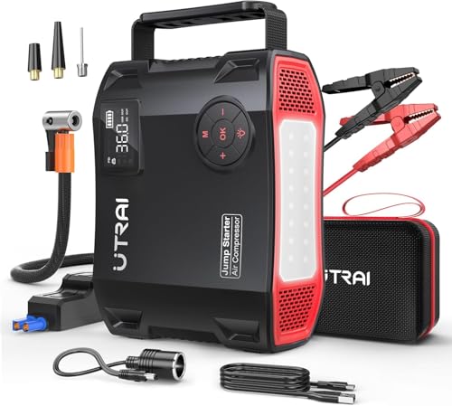 UTRAI Starthilfe Powerbank,6000A 150PSI Kompressor, 5-in-1 Powerbank Auto...