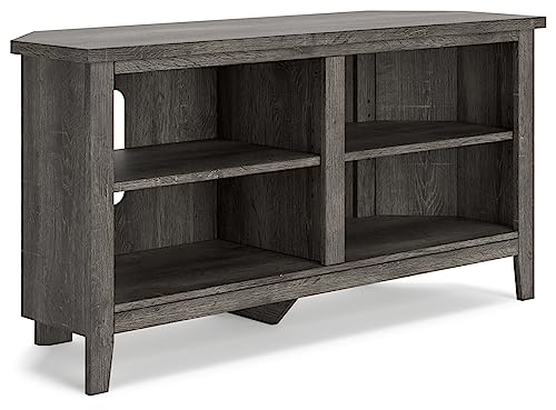 Signature Design by AshleyArlenbry Modern Corner TV Stand with 4 Shelves & Fits TVs Up to 48 Inches, Gray