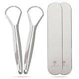 Me Mother Earth 2 pack Stainless Steel Tongue Scraper for Adults with 2 Metal Travel Cases – Durable Metal Cleaner for Oral Care, Fresh Breath, and Eco-Friendly Dental Care