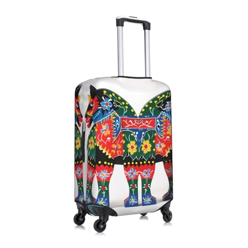 Runner Swedish Dala Horse Folk Travel Luggage Cover Suitcase Protector Washable Elastic Suitcase Cover Anti-Scratch Luggage Protector Large Travel Suitcase Baggage Cover Fits 18-32 Inch Suitcase3
