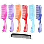 (6 Pack) 8" Colorful Styling Essentials Round Handle Comb Hair Combs and (1 Pack) 5" Favorict Pocket Comb (A)