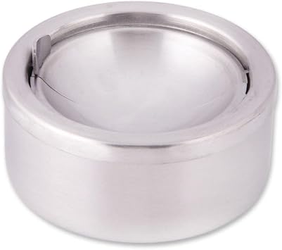 Epinox Steel Chamber Push Ashtray - Garden Type Ashtray - Latch Ashtray - 12 cm Diameter