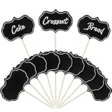 Blulu チーズマーカー シャルキュトリーボード ビュッフェラベル フードタグ ブランク つまようじ フラッグ 前菜サイン 黒板 カップケーキトッパー ピック 結婚式 誕生日パーティーデコレーション用 (ブラック)