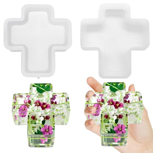 Moldes de resina de silicona con forma de caja cruzada, moldes de resina para decoración de cajas cruzadas, moldes de silicona elástica para almacenamiento de adornos de resina, moldes de resina