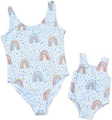 TinyTotsKids Mommy and Me Matching Swimsuit, Mother and Daughter Swimsuit, Rainbow Swimsuit