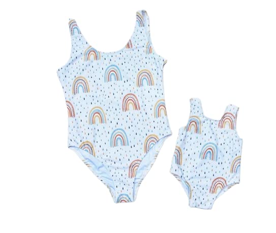 TinyTotsKids Mommy and Me Matching Swimsuit, Mother and Daughter Swimsuit, Rainbow Swimsuit