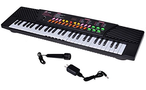 TMS 54 Keys Music Electronic Keyboard Kid Electric Piano Organ Record Playback W/Mic Black