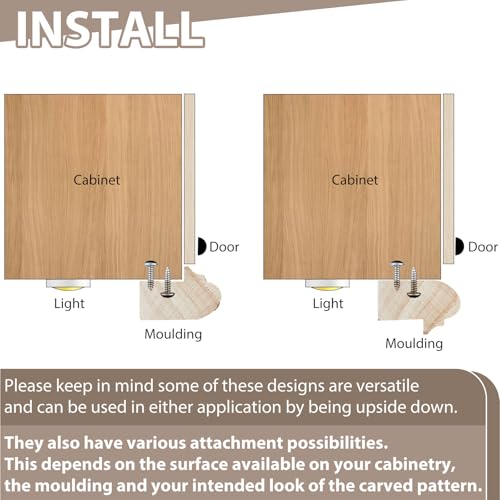 Image of DoubleFill 2 Pack 47 inch Kitchen Cabinet Light Rail Molding 1-3 /8 inch Wide x 7 /8 inch Trim Wood Unfinished Kitchen Cabinet Molding for DIY Cabinetry, Poplar, 94 inch Total