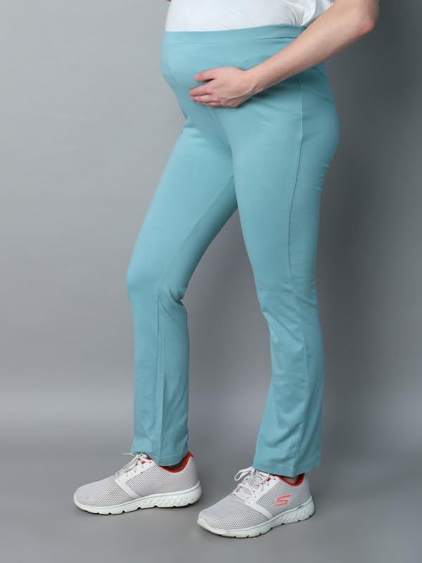 Image of Mama & Bebe Maternity Knitted Track Pants for Women | Stretchable Pregnancy Trousers with Adjustable Waistband | Soft Comfortable Maternity Joggers, Lounge Wear & Bottom Wear for Daily Use