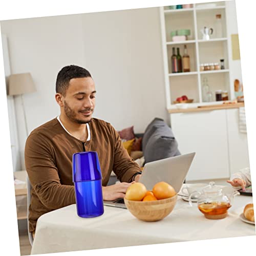 Set de vaso y botella de vidrio azul borosilicato miniatura 7