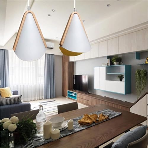 Lámpara E27 para isla de cocina y cafeterías moderna con tres luces de madera 3