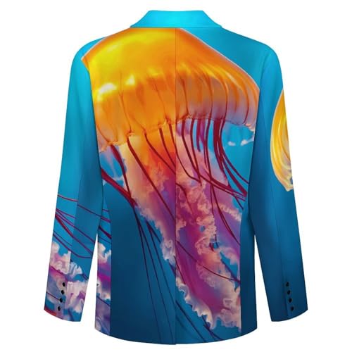 Jellyfish with Orange Body Classic Suits Blazer for Men Business Tuxedo Jacket Sport Coat Two Buttons4