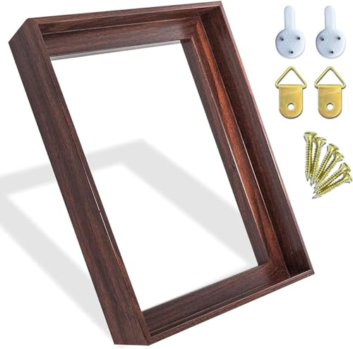 Image of Canvas Floater Frame for 1 to 1.25 Inch Deep Gallery Wrapped Canvas, Modern Wood Grain Textured Floating Frame for Finished Oil Paintings & Wall Art, Durable Lightweight Polyresin, Made in USA (Dark Brown,20 x 28 Inch)