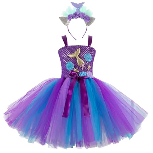 Vestido Tutú Princesa Sirena Niñas Disfraz Sirenita Bebés Niñas Vestido Cumpleaños Traje Lindo Fiesta Carnaval Día de Niños Actuación n1