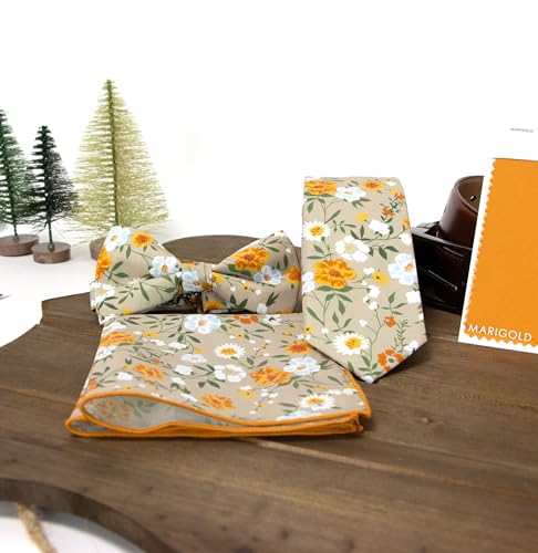 Spring Notion Boy's Cotton Floral Print Bow Tie and Pocket Squre Set4