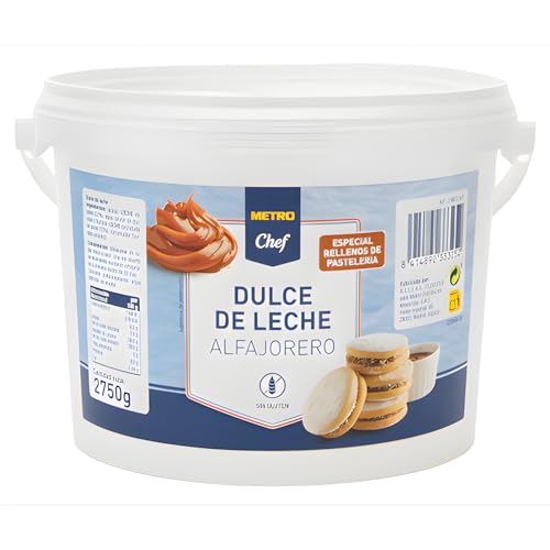 METRO Chef Dulce de Leche Alfajorero 2.75 kg | Sin Gluten | Especial para Rellenos de Pastelería | Cremoso y Versátil para Alfajores, Tortas y Postres Caseros (1Cubo 2,750 Gramos)