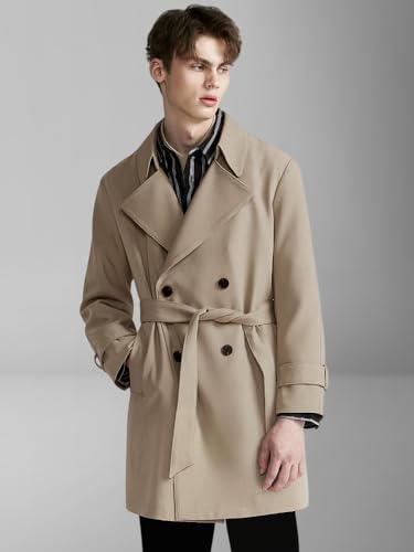 Gabardina gris media chaqueta de entretiempo con solapa y doble botonadura para mujer 2