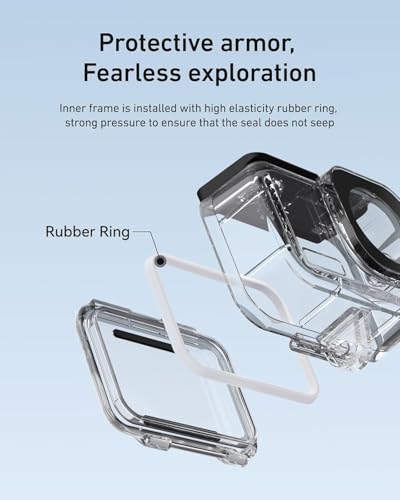 Image of TELESIN Waterproof Case with Anti-Fog for DJI Osmo Action 6 Camera, Underwater Housing Shell Cage Supports 60M /196FT Deep Diving Scuba Snorkeling with Quick Release Bracket Screw