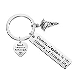 Zuo Bao Speech Language Pathologist SLP Gift Speech Therapy Inspirational Quote Communication is The Essence of Human Life Medical Charm Keychain Teacher Speech Therapist Gift (Communication)