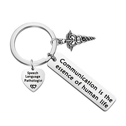 Zuo Bao Speech Language Pathologist SLP Gift Speech Therapy Inspirational Quote Communication is The Essence of Human Life Medical Charm Keychain Teacher Speech Therapist Gift (Communication)