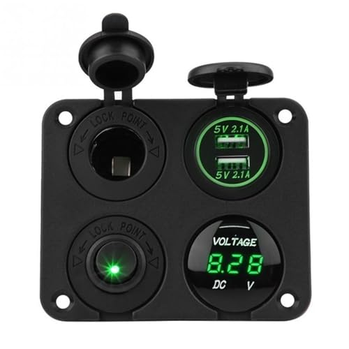 WQYRGWA ON/Off Toggle Switch Panel Dual USB Charger Socket Voltmeter for Car Boat Marine RV Truck Blue/Green Car Accessories(Green)
