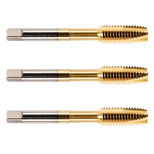 3 Pack - M8 x 1.25 Spiral Point Tap HSS M2 Titanium (TiN) Coated 8mm Thread. Metric Hand/Machine Screw Tap Metric Coarse. for Tapping Through Holes