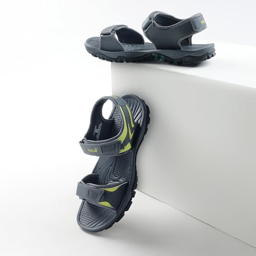 Image of Liberty Leap7x XYLO-M1E Men Sporty Casual Sandals, Grey - Sporty Look Sandals for Men with Velcro Strap - Stylish Sandal for Man - Lightweight and Comfortable Footwear